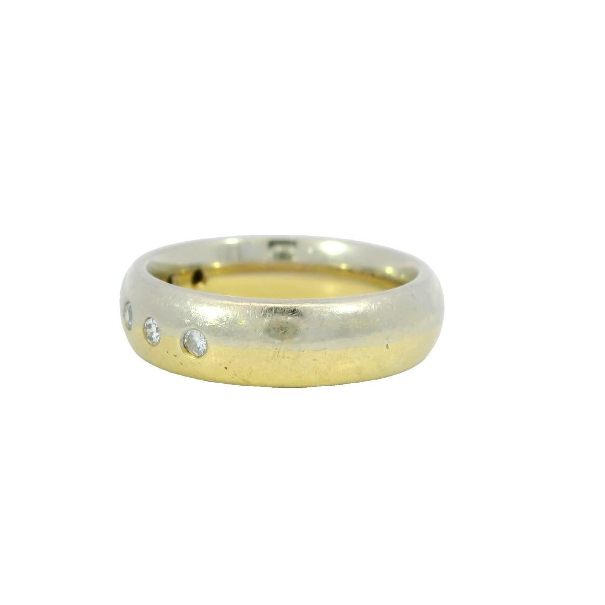 Anello bicolore d'epoca con diamanti in oro bianco e giallo 18 carati, misura 7 in vendita 5