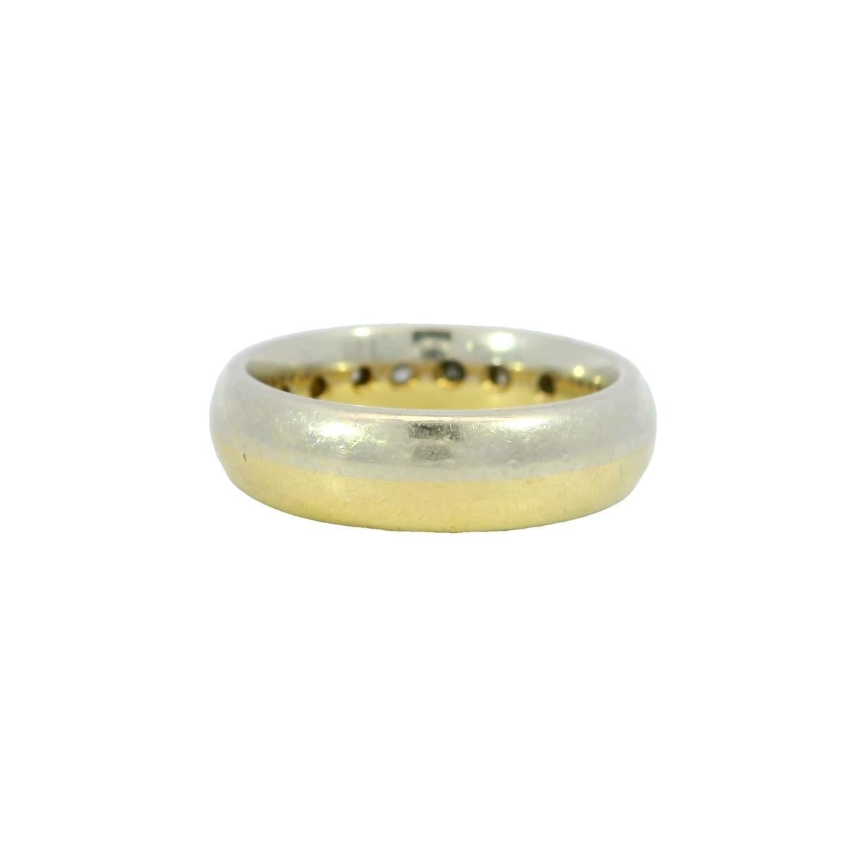 Anello bicolore d'epoca con diamanti in oro bianco e giallo 18 carati, misura 7 in vendita 4