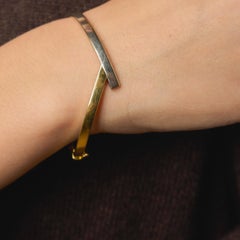 Vintage two tone 18k gold bangle bracelet