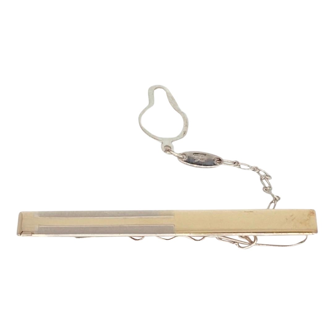 Clip de cravate vintage en or 18k bicolore
