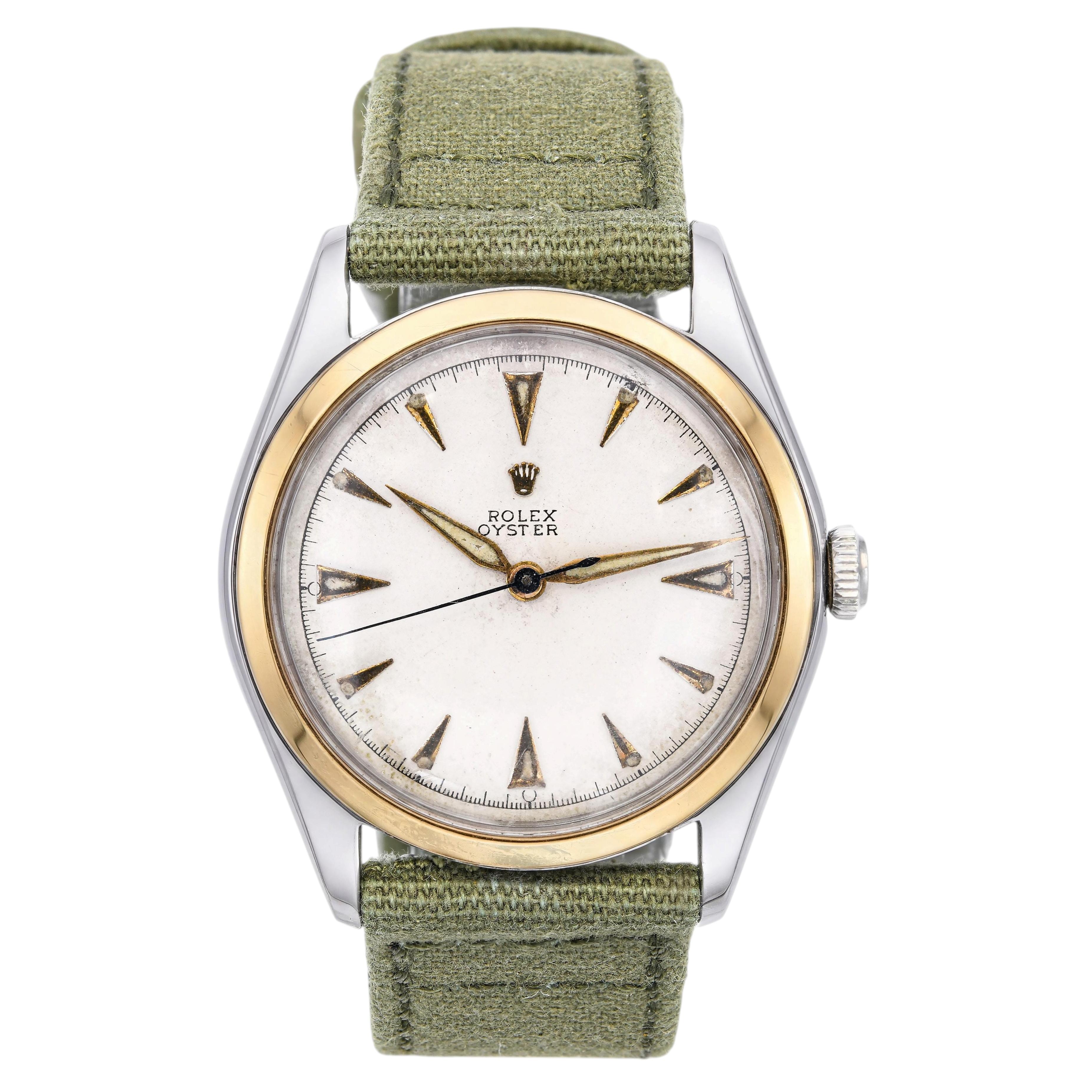 Vintage Two Tone 1948 Rolex Oyster Handwind Watch Ref 5058
