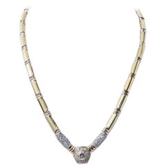 Vintage 4.00 Carat Diamonds Bamboo Necklace