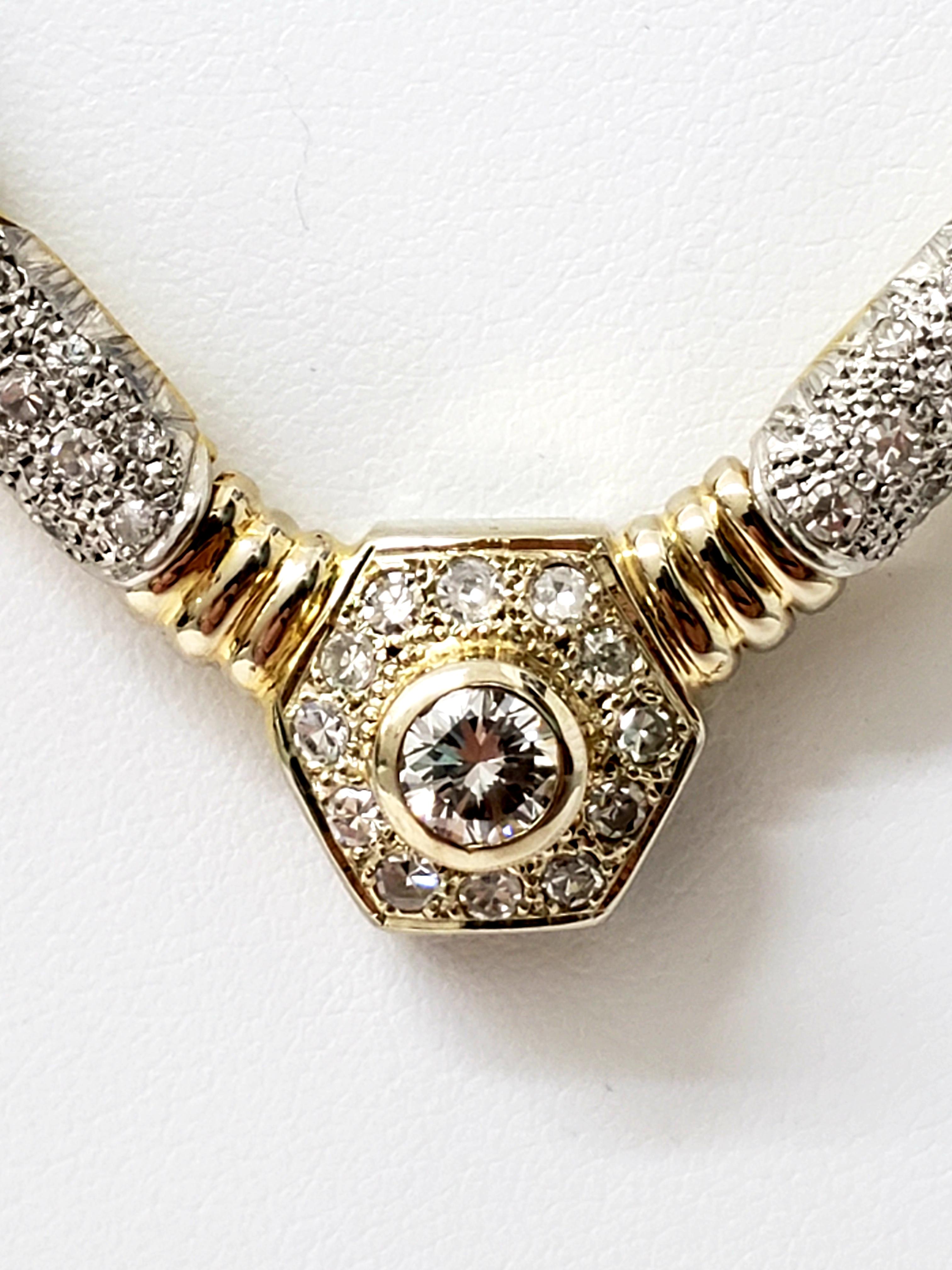 Halskette, Vintage, 4,00 Karat Diamanten, Bambus (Kunsthandwerker*in) im Angebot