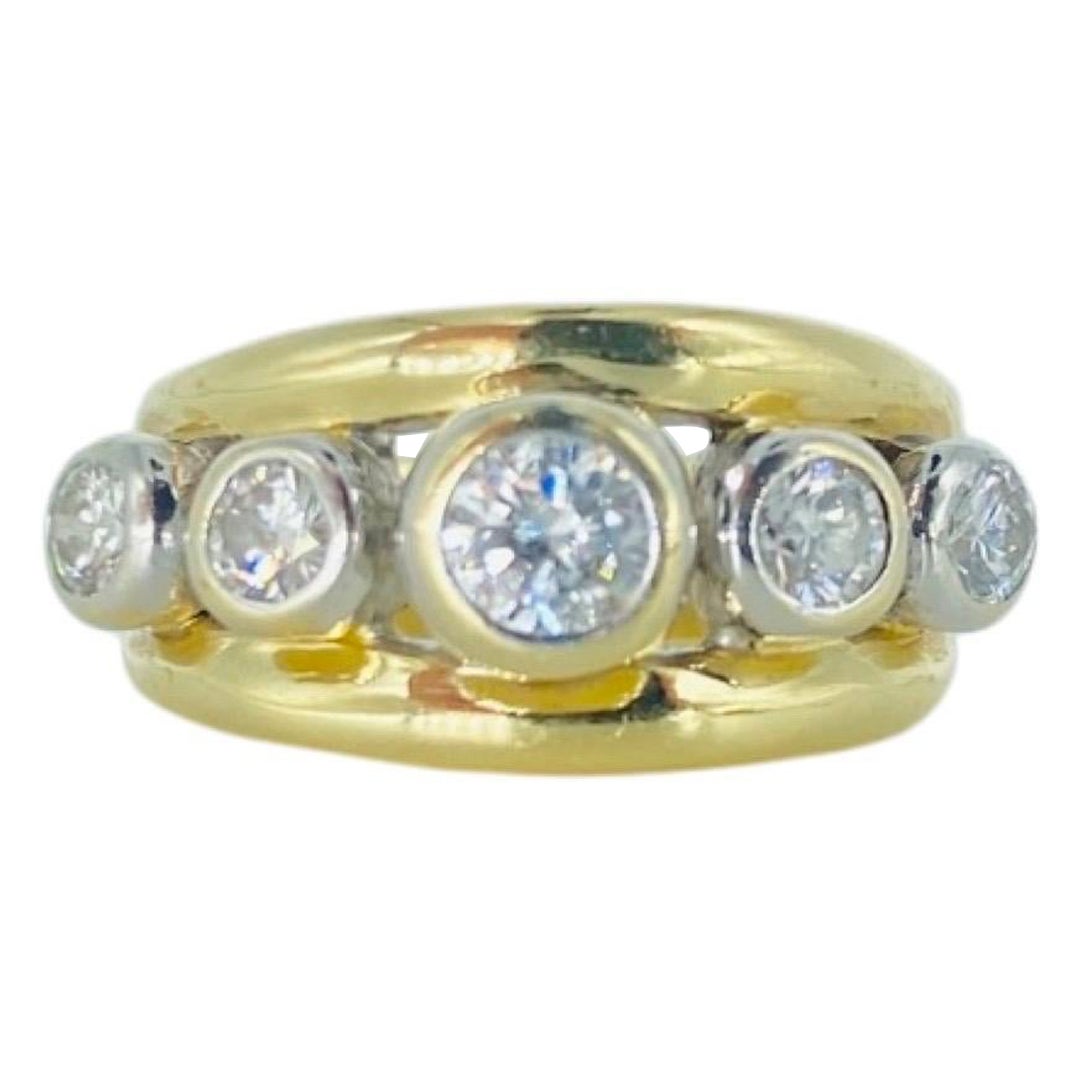 Zweifarbiger 5-Stein-Diamantring aus 14 Karat Gold mit 1,00 Karat