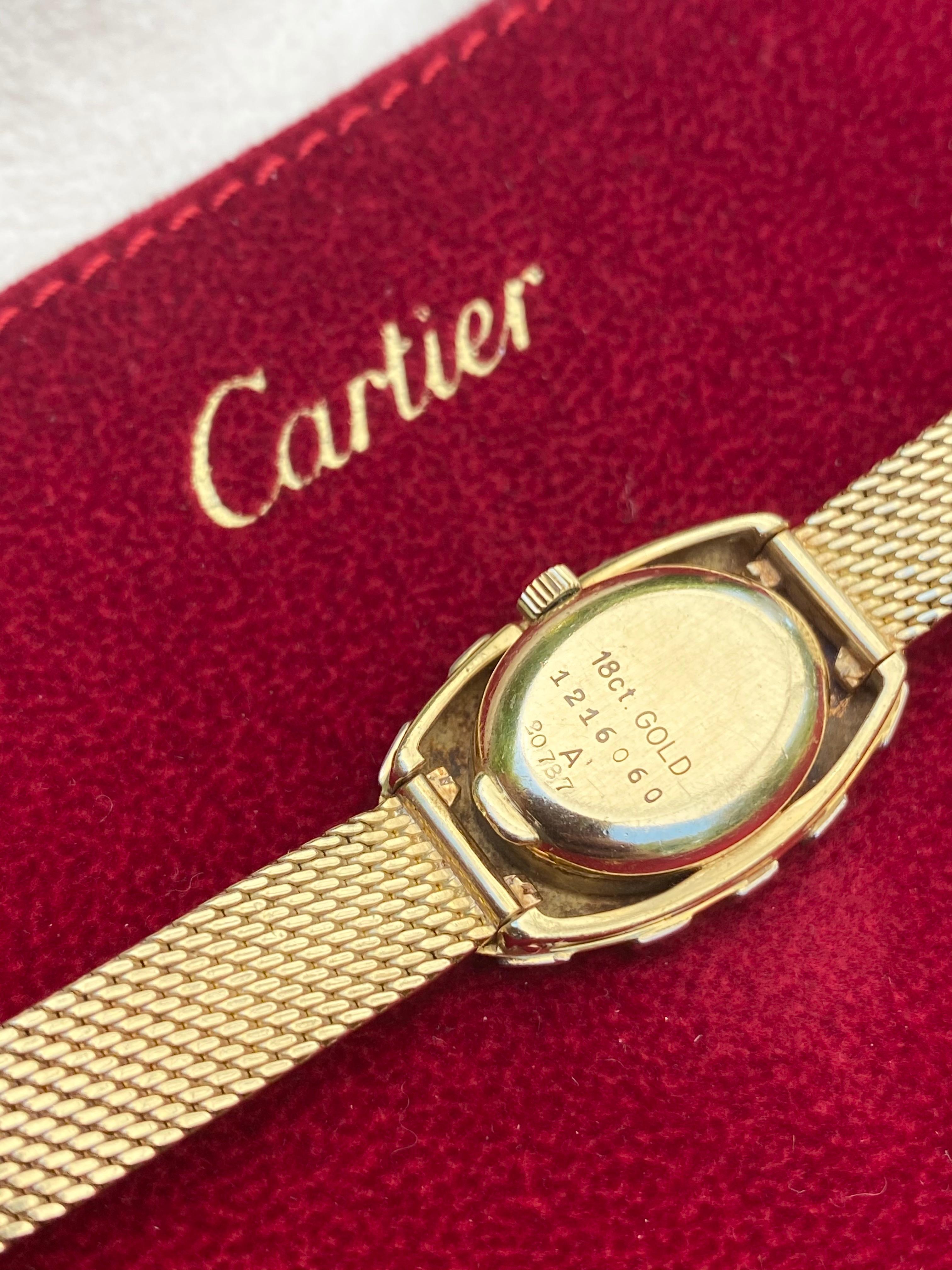 Cartier signed and Jaeger LeCoultre collaboration ladies wristwatch. This one of a kind Cartier timepiece. Complete with all original Cartier parts, Cartier pouch, and its respective papers from the Cartier Salon in Madrid, Spain. 

This piece was