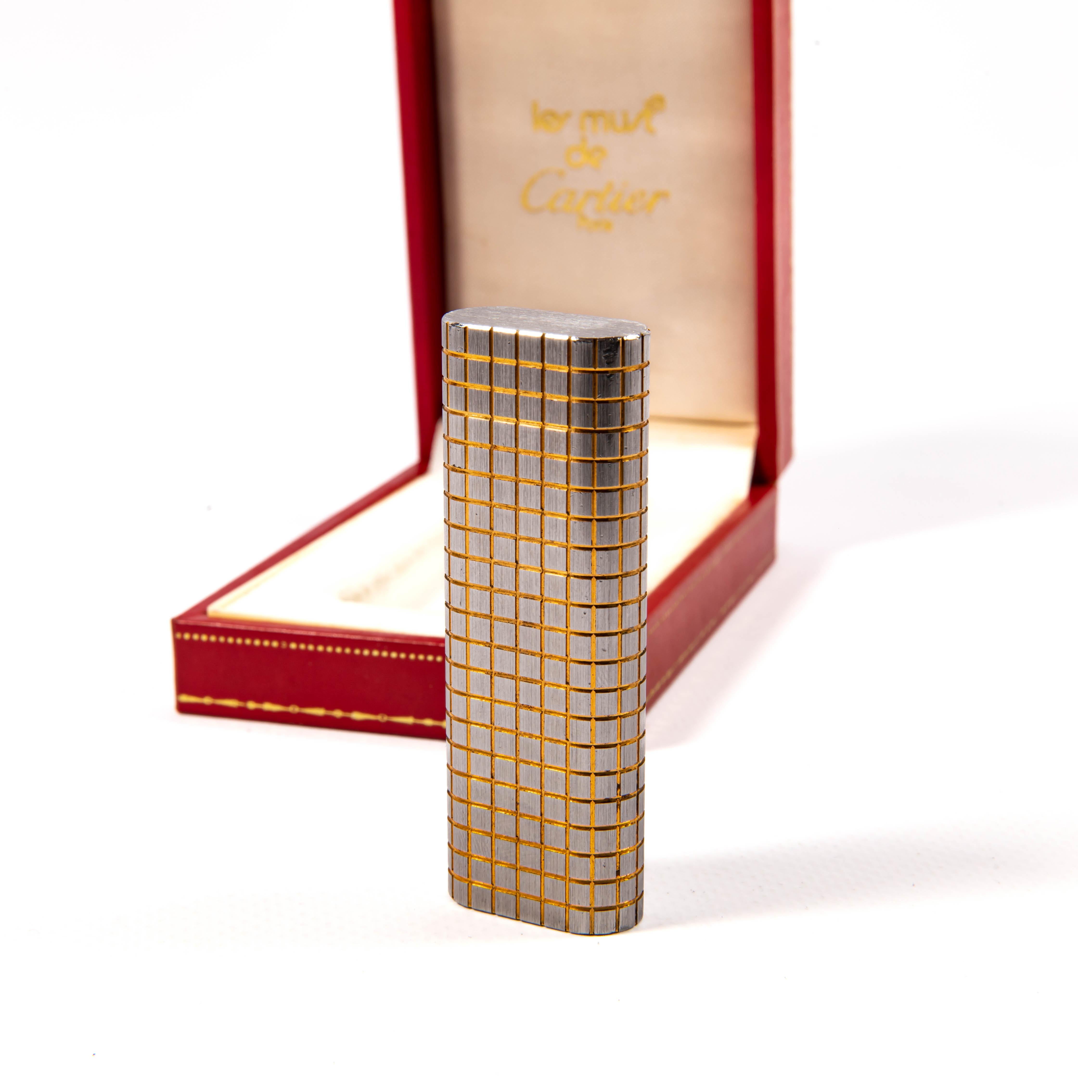 Vintage Two-Tone CARTIER Les Must Lighter in Box 1970s For Sale 1
