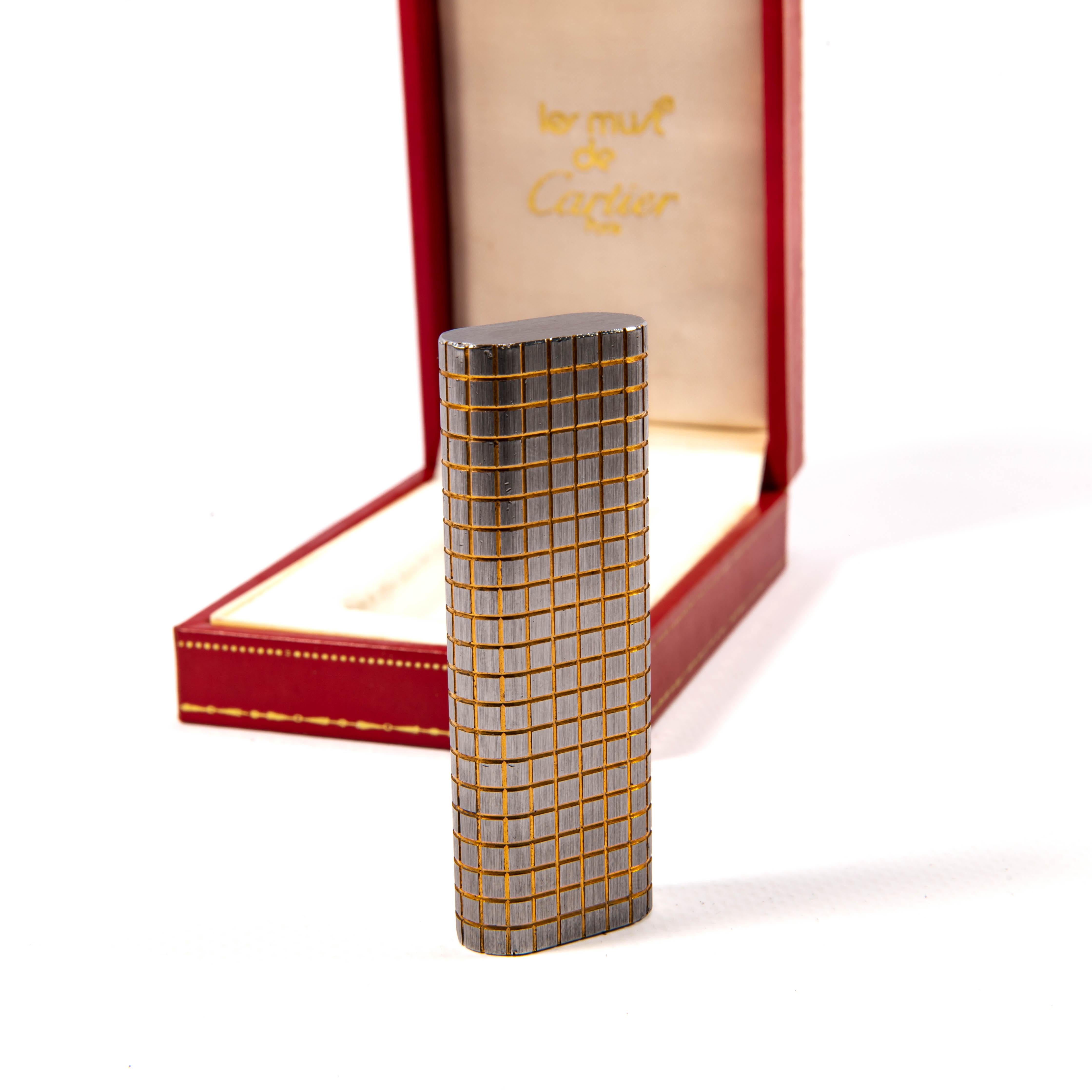 Vintage Two-Tone CARTIER Les Must Lighter in Box 1970s For Sale 2