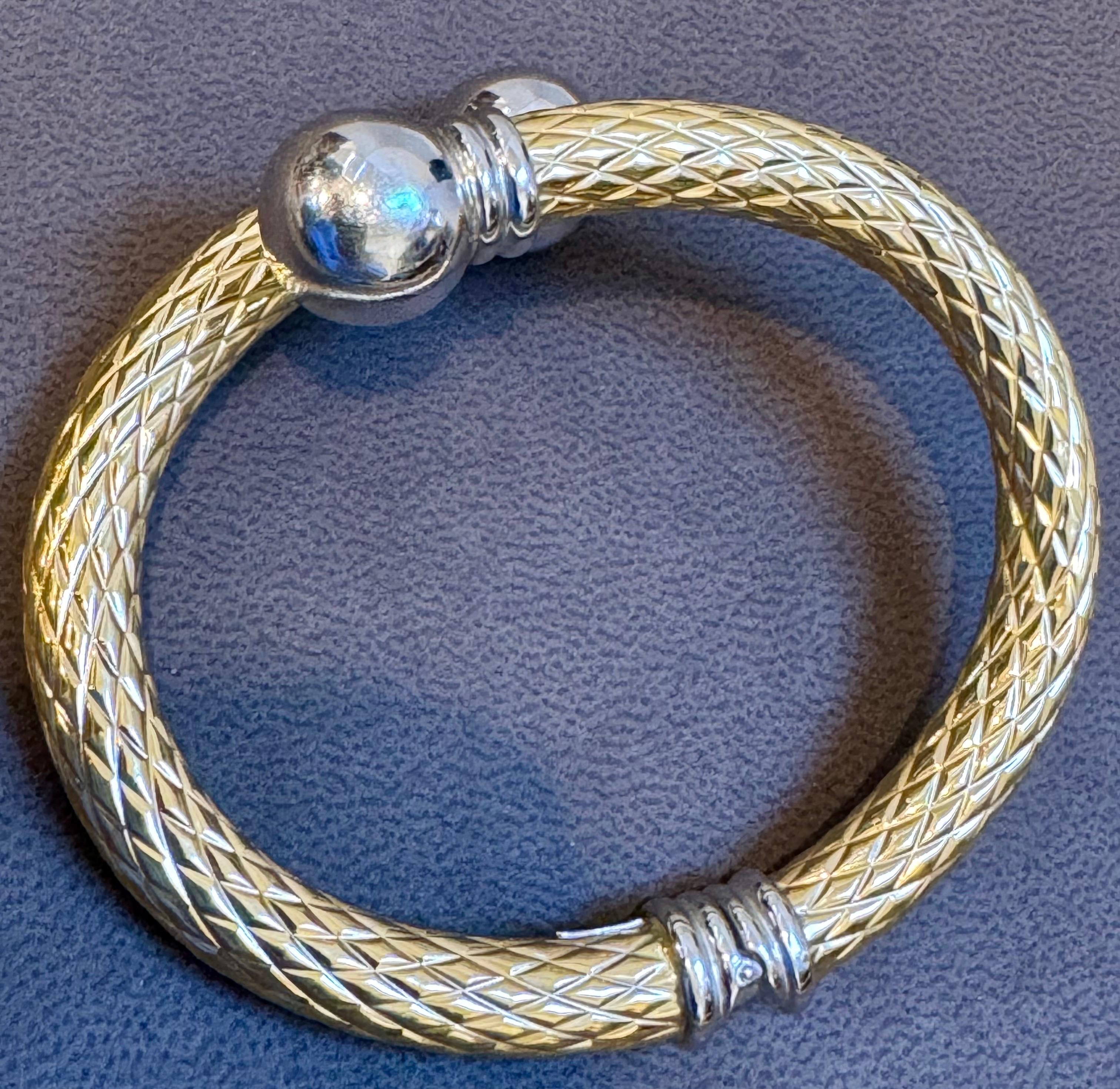 Vintage Zwei-Ton-Manschette Armreif Armband 18 Karat massivem Gelb & Weißgold 24 Gramm im Angebot 5