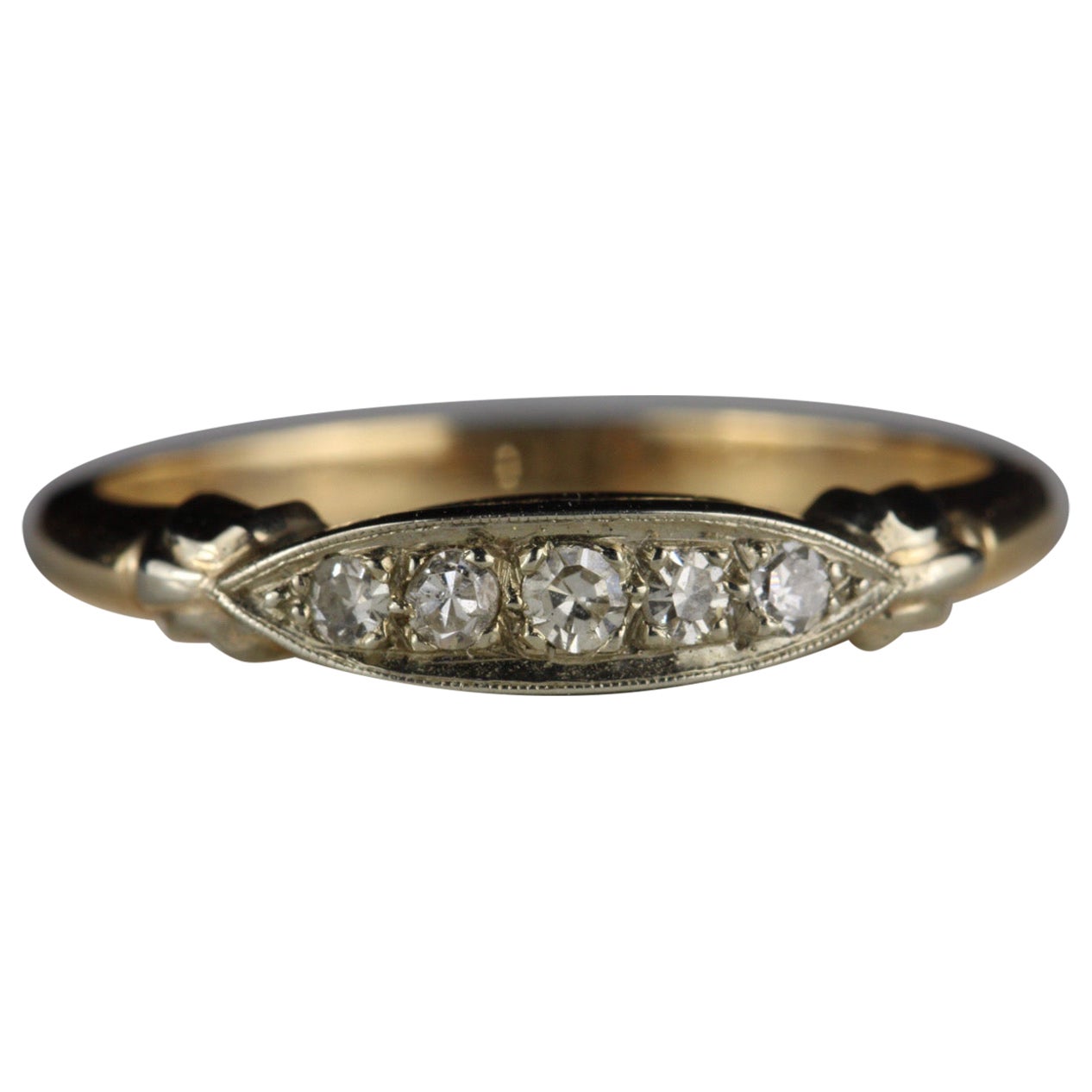 Vintage Two-Tone Five Stone Diamond Band