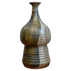 Vintage Two-Tone Glazed Ceramic Vase