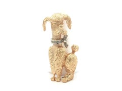 Broche vintage en or bicolore avec diamants Elegant Poodle Dog Textured Brooch