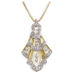 Vintage Two-Tone Gold Filigree Diamond Pendant Necklace