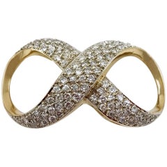 Vintage Two-Tone Gold Infinity Diamond Pavé Slide Pendant, 2.50 Carat