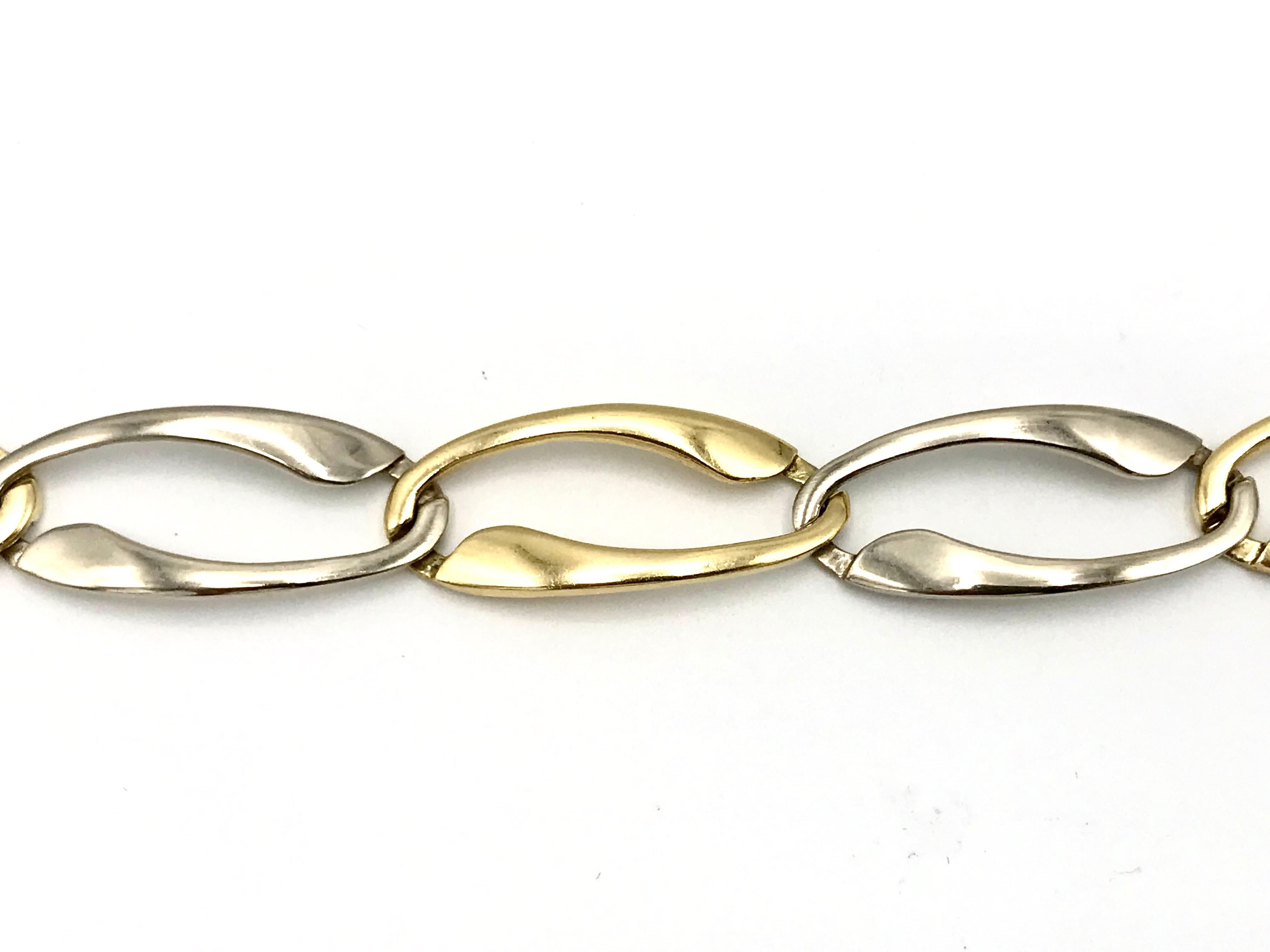 Vintage Two-Tone Gold Link Bracelet For Sale 1