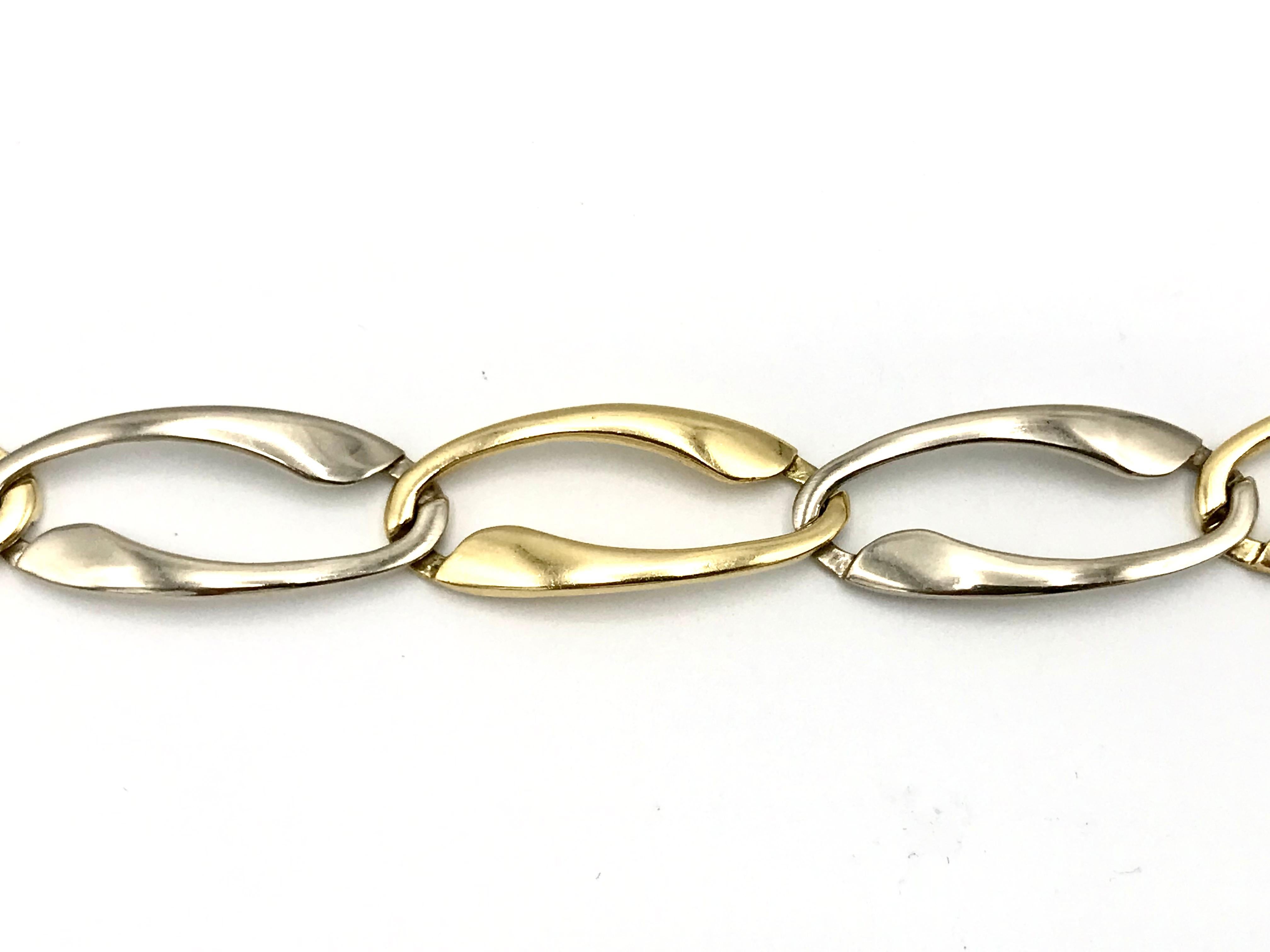 Pulsera vintage de eslabones dorados en dos tonos en venta 1