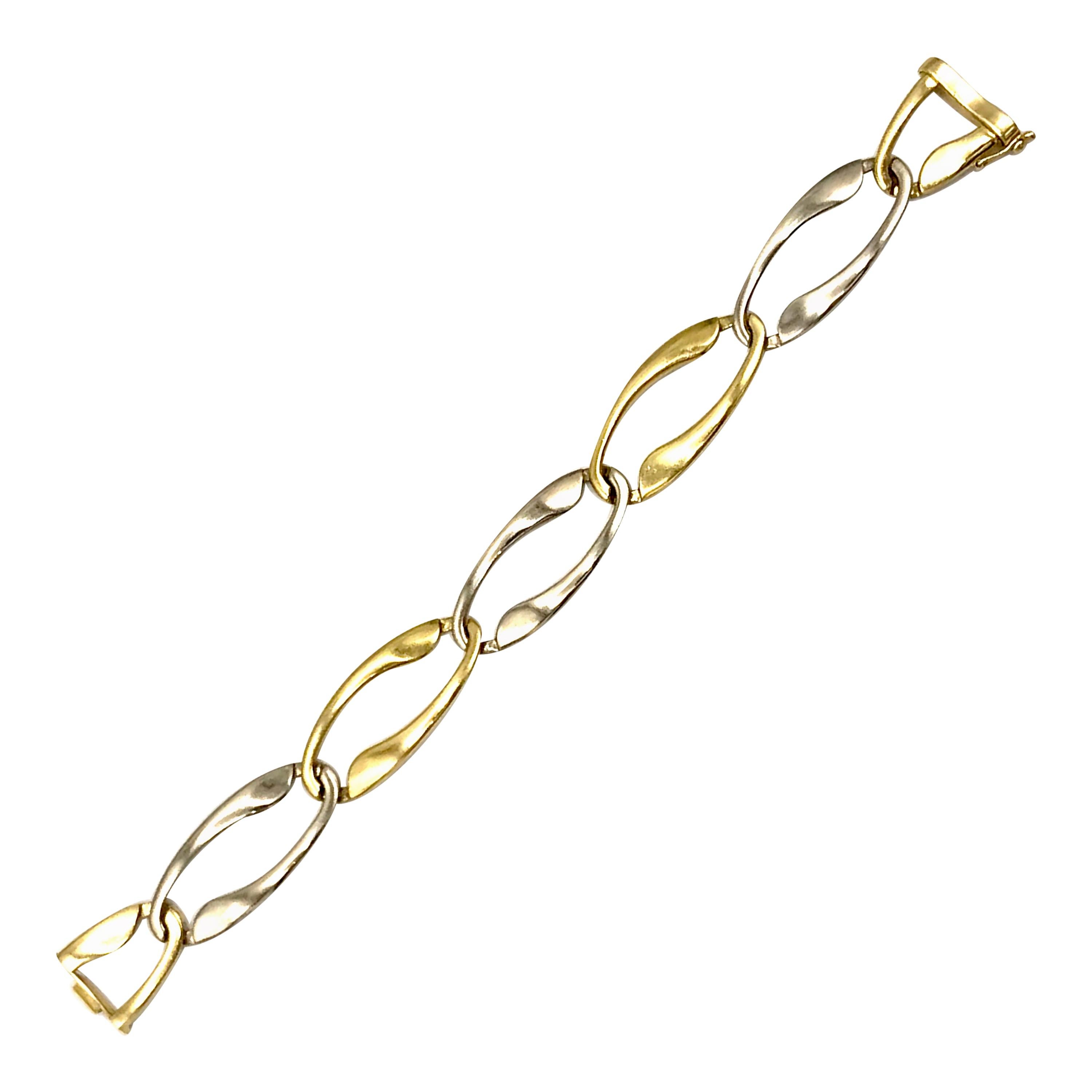 Vintage Two-Tone Gold Link Bracelet For Sale