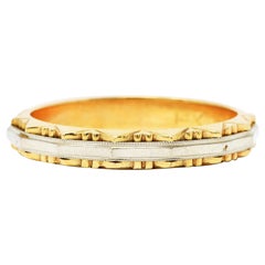 Vintage Two-Tone Gold Radial Sun-Burst Motif Unisex Band Ring