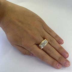 Vintage Two Tone Gold Ring with Three Stone Diamond Design