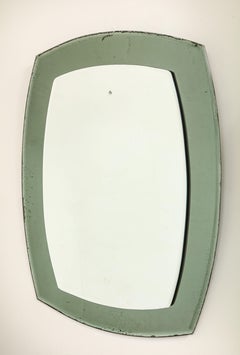 Italian Mid-Century Modern Sage Green Curved Rectangular Mirror