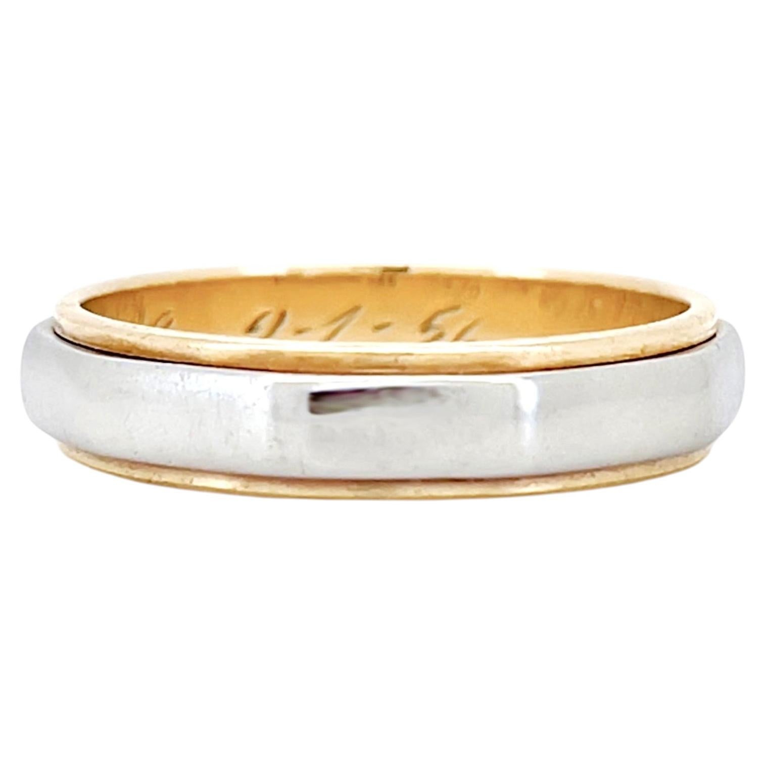 Vintage Two Tone Lohengrin Ring, 9-1-56, Size 6.5, 14K