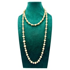 Collar vintage de perlas cultivadas largo en dos tonos, 120 cm, oro de 18 quilates