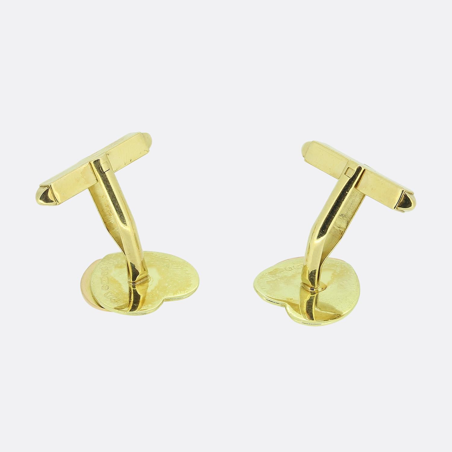 Men's Vintage Two-Tone Love Heart Cufflinks For Sale