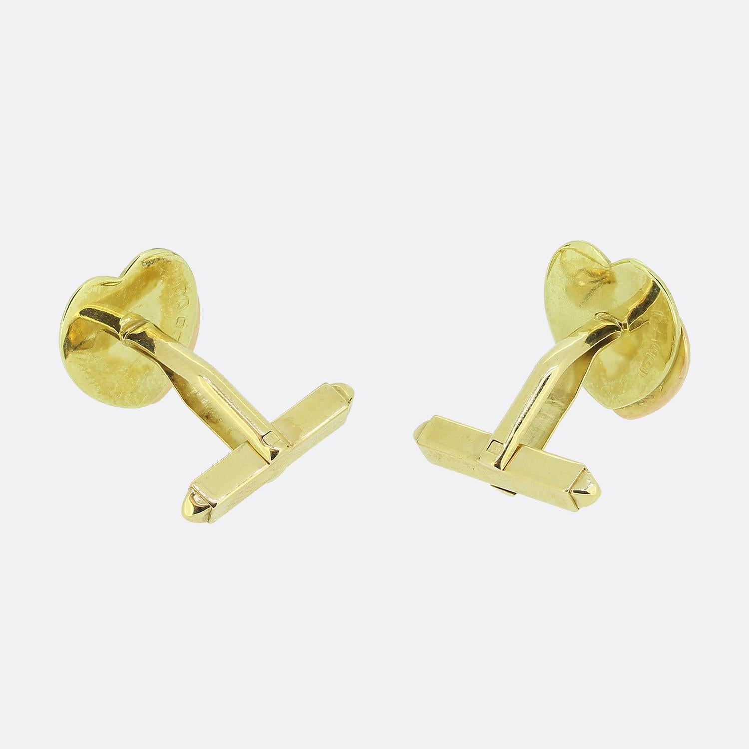 Vintage Two-Tone Love Heart Cufflinks For Sale 1