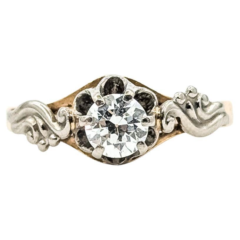 Vintage Two-Tone Ornate Diamond Ring Diamond in 14k Gold
