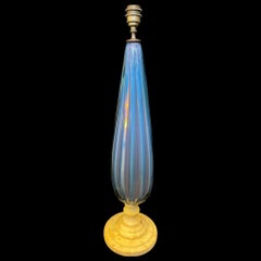 1920's Vintage Ribbed Murano Glass Table Lamp