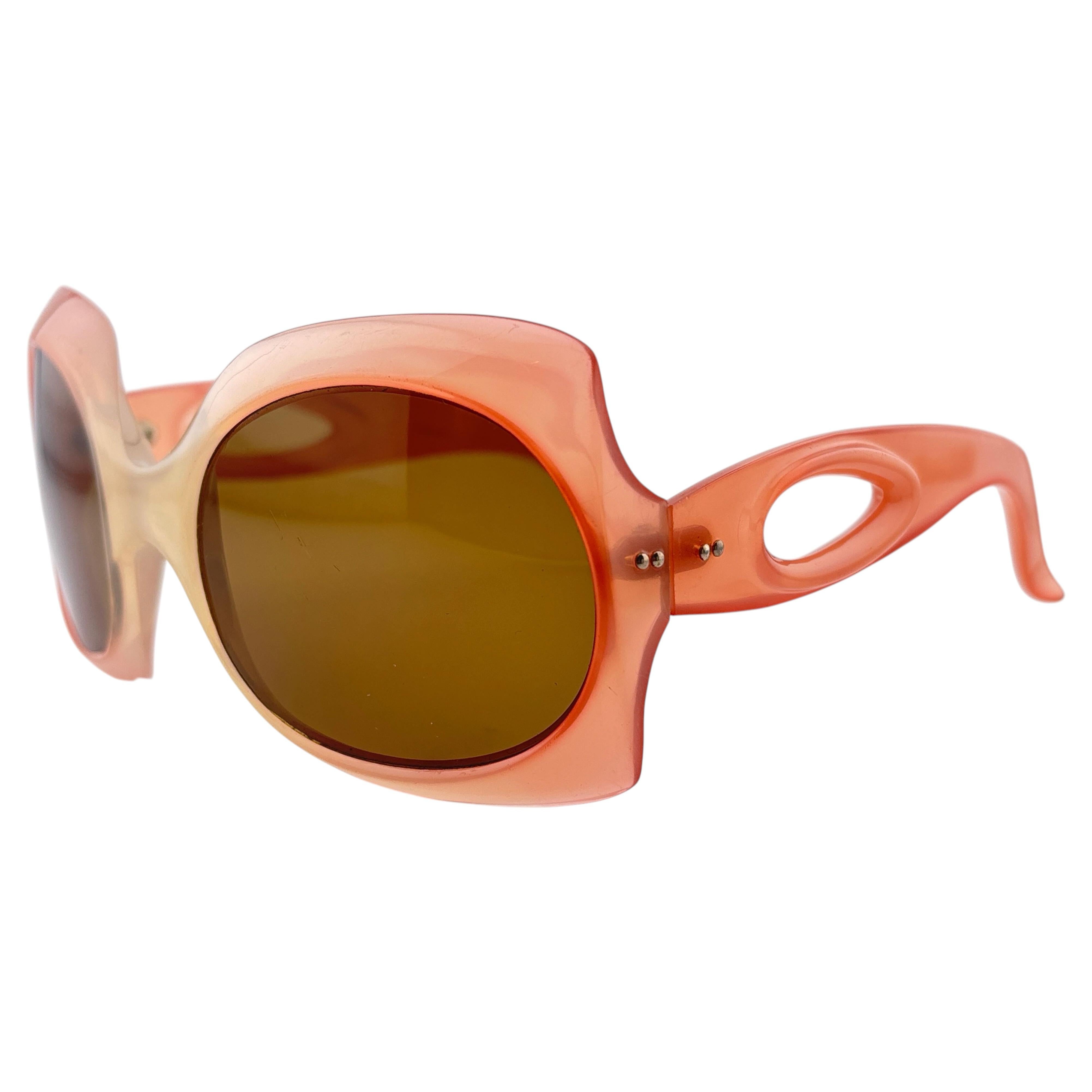 Occhiali da sole vintage con montatura rosa bicolore degli anni '70 Made In Italy