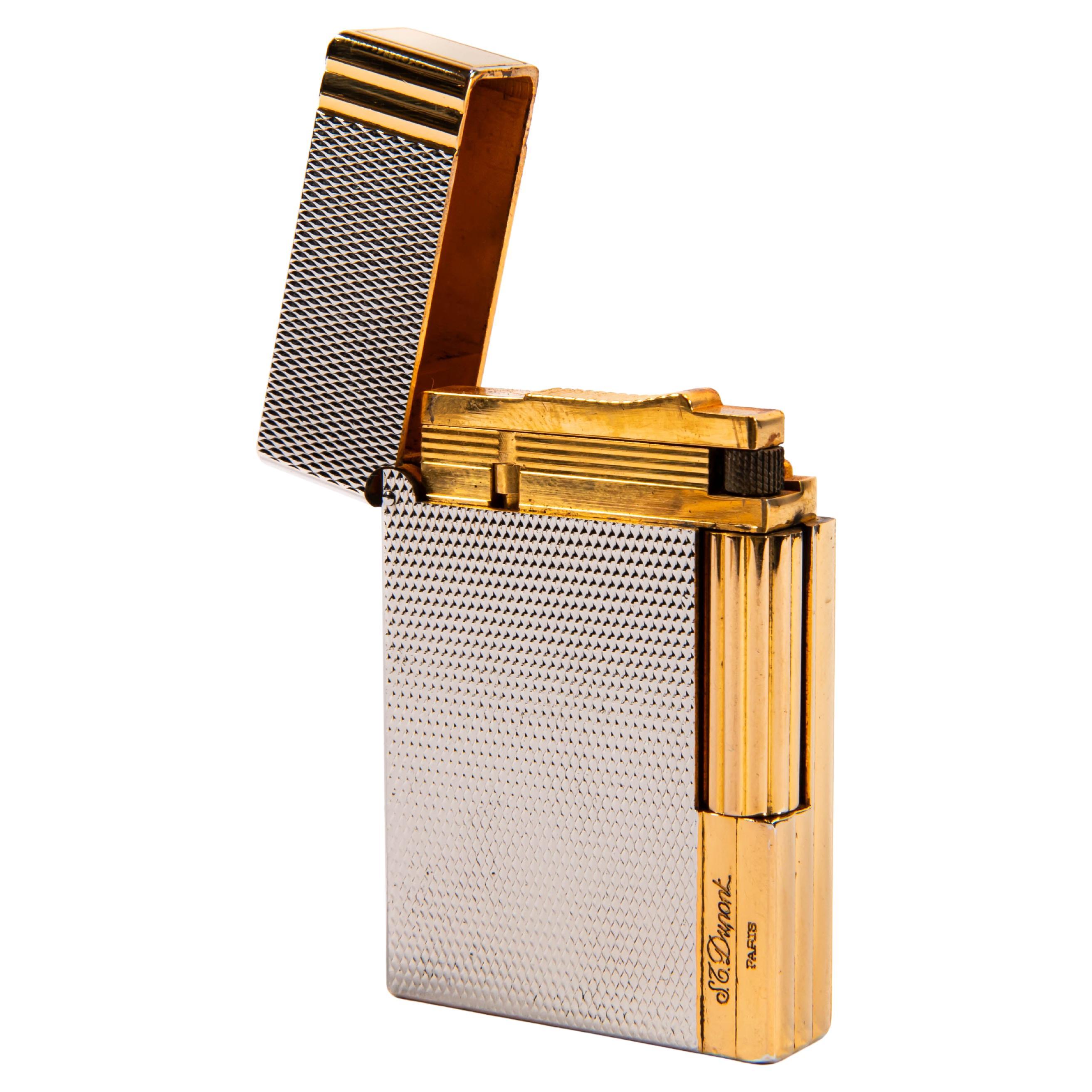Vintage Two-Tone plated S.T. DUPONT Gatsby Lighter 1980s