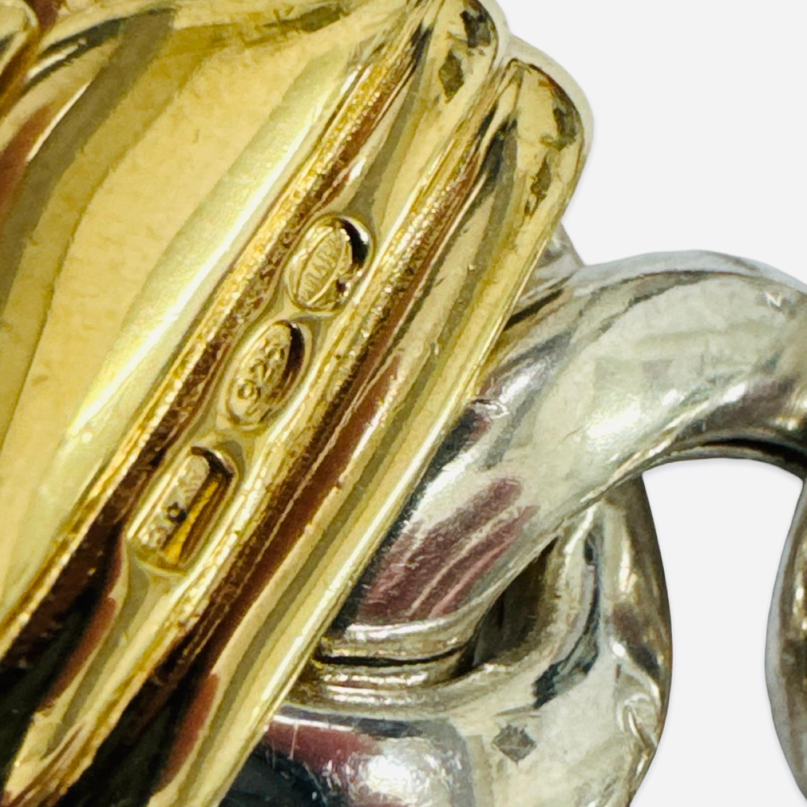 Vintage Two-Tone UnoAErre Curb-Link Bracelet avec motif central en forme de dôme en vente 7