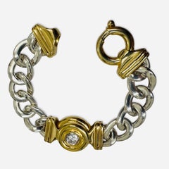 Bracciale vintage UnoAErre Curb-Link bicolore con motivo centrale a cupola