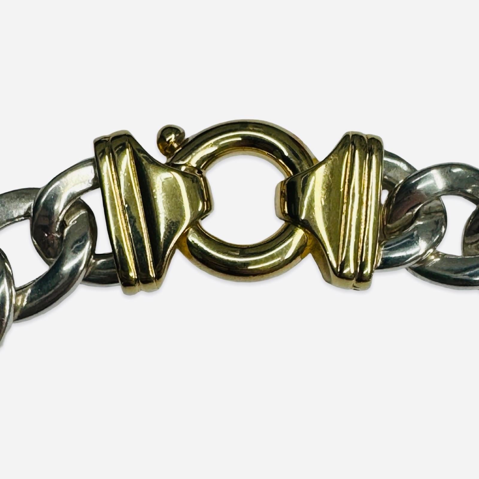 Vintage Two-Tone UnoAErre Curb-Link Bracelet avec motif central en forme de dôme en vente 5