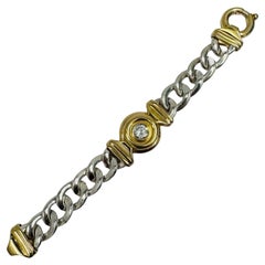 Vintage Two-Tone UnoAerre Curb-Link Bracelet with Domed Center Motif Vintage Two-Tone UnoAerre Curb-Link Bracelet with Domed Center Motif