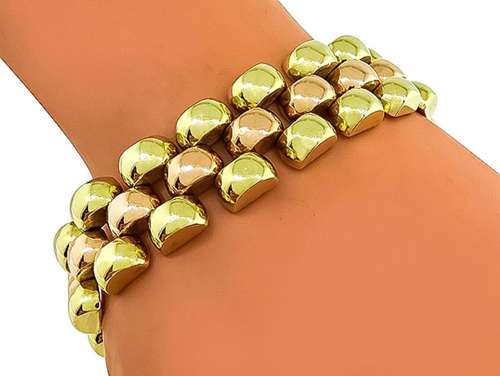 Women's or Men's Vintage Two-Tone Yellow and Rose Gold Bracelet
