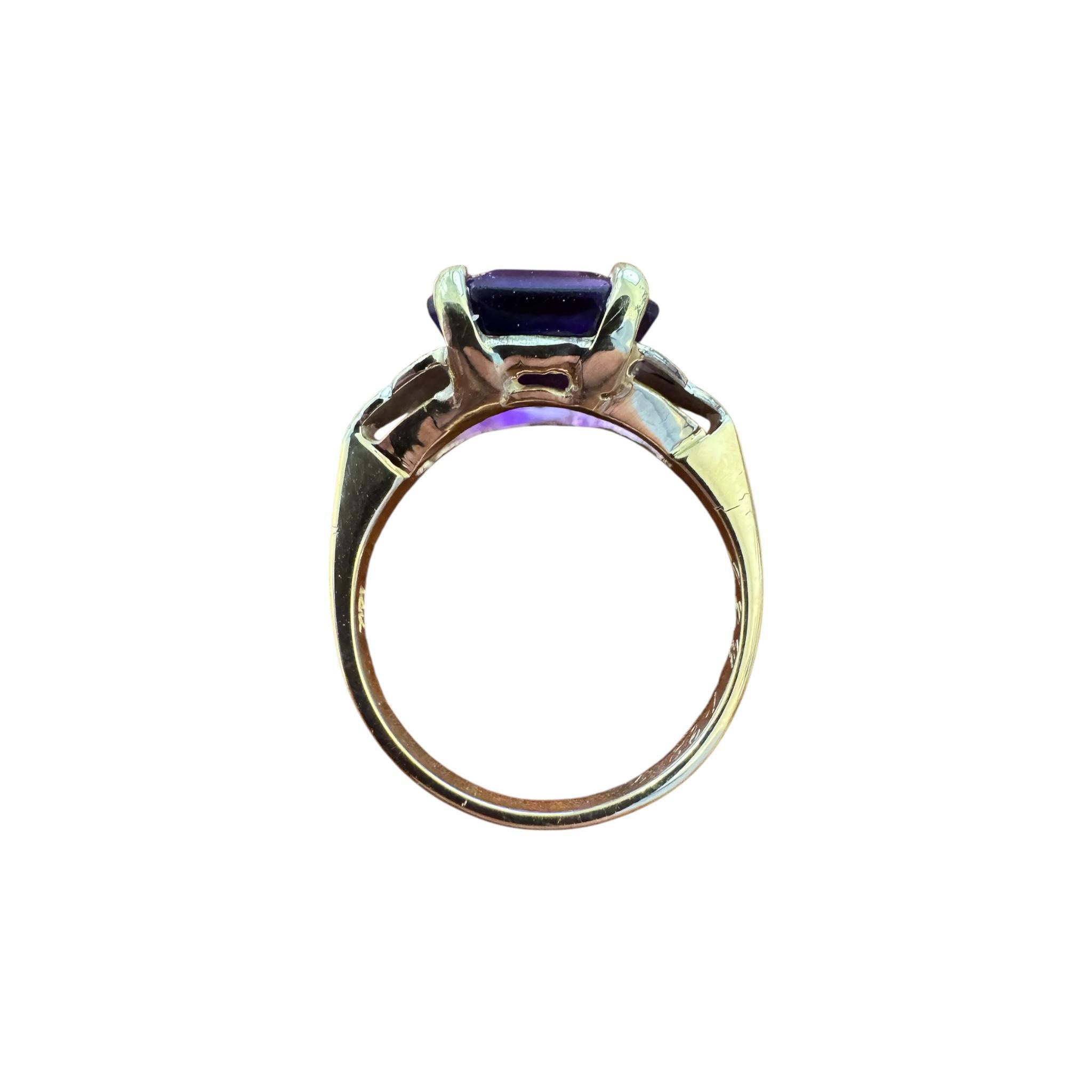 Anillo Amatista Vintage Dos Tonos Oro 14K en venta 5