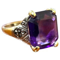 Vintage Two Toned Amethyst Ring 14K Gold