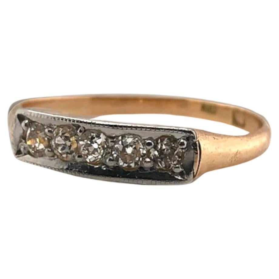 Vintage Two Toned Diamond Band 18K Size 5 For Sale