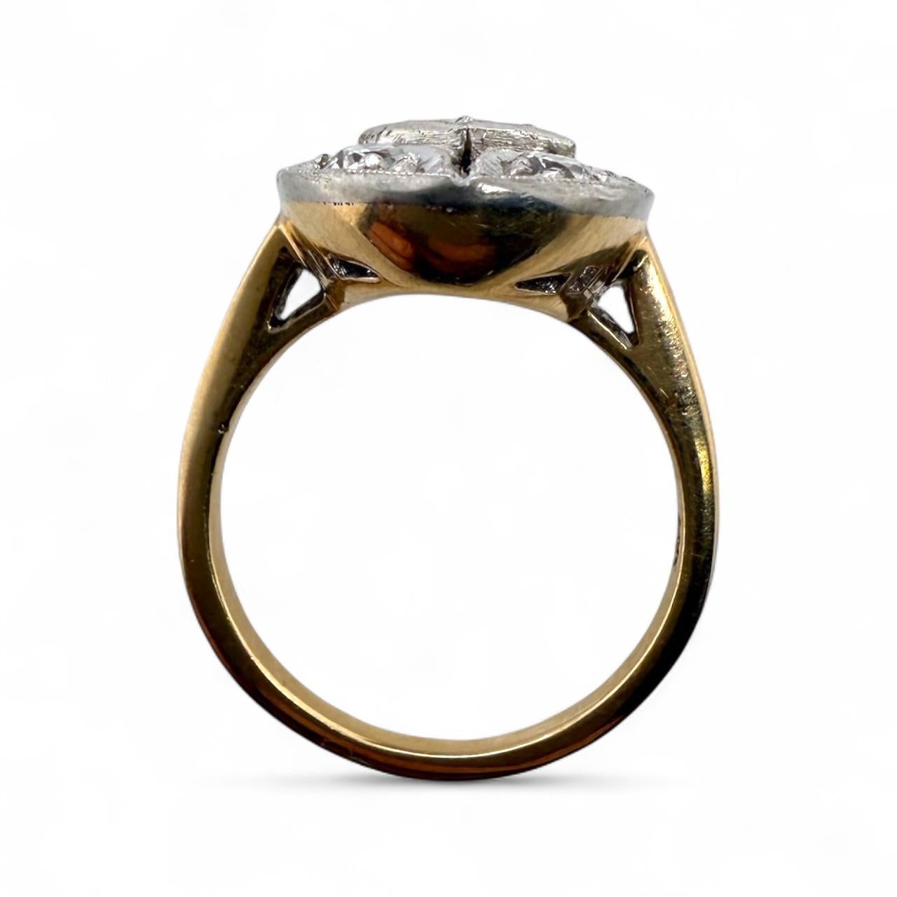 Bague de cocktail vintage à deux tons de diamants 14K en vente 4