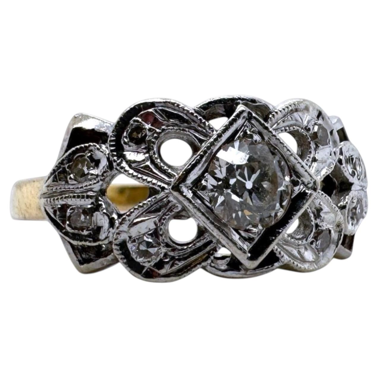 Vintage Two Toned Diamond Cocktail Ring