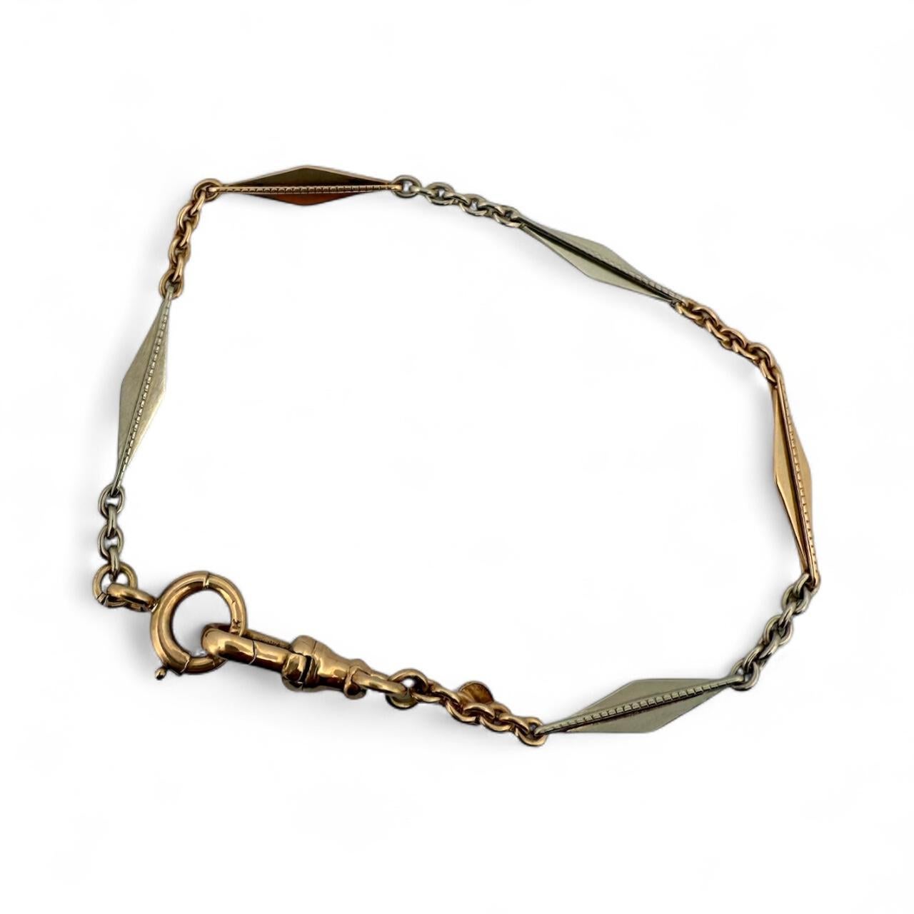 Vintage Two Toned Link Armband Weiß & Rose Gold 14k im Zustand „Hervorragend“ im Angebot in Montgomery, AL