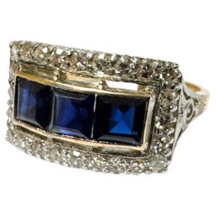 Vintage Two Toned Sapphire 
Diamond Cocktail Ring