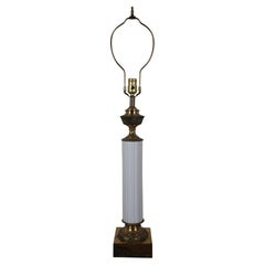 Vintage Tyndale Brass Milk Glass Neoclassical Column Table Lamp 36"