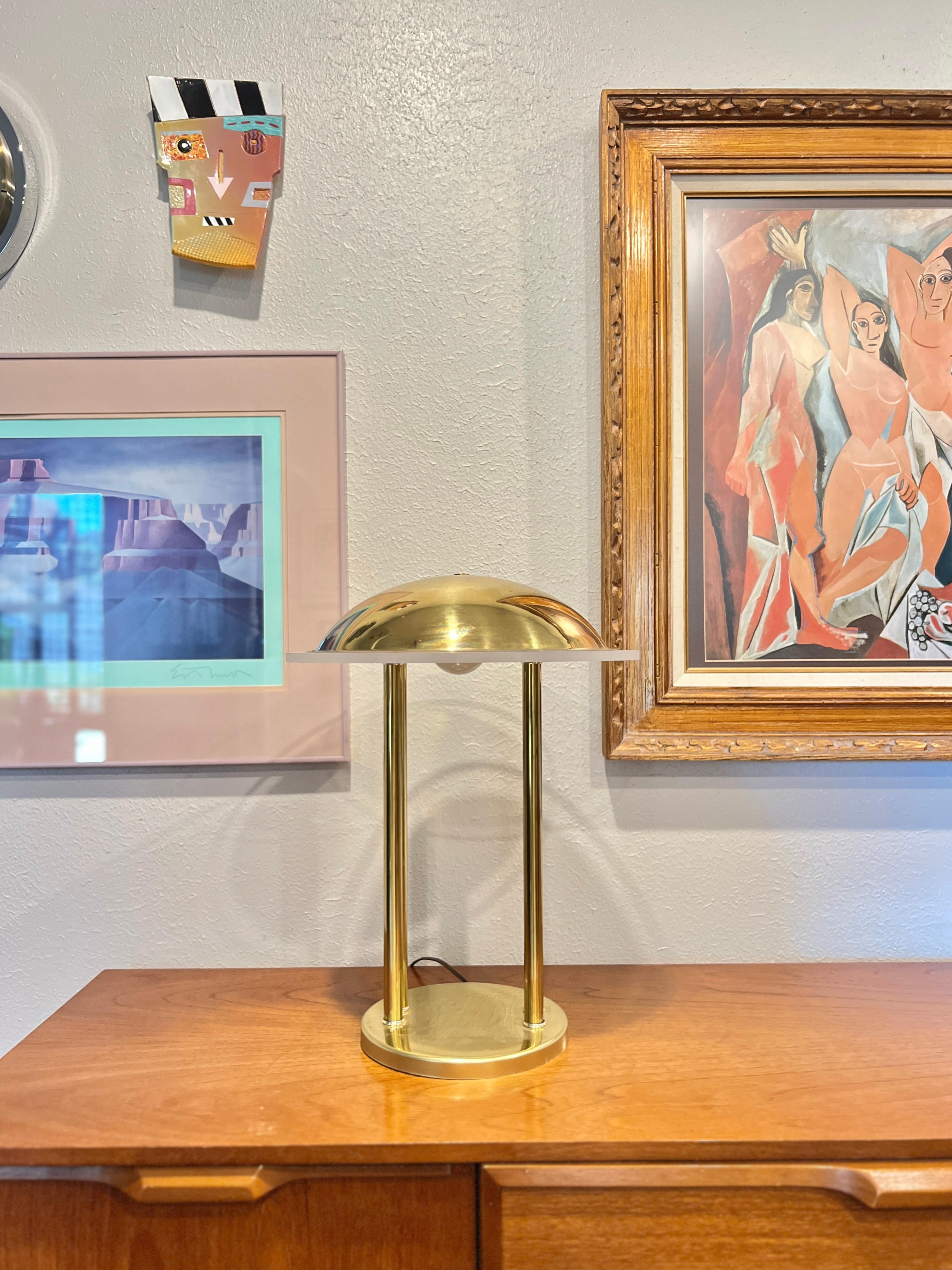 Late 20th Century Vintage UFO lamp with lucite detail around the shade, circa 1970s-1980s