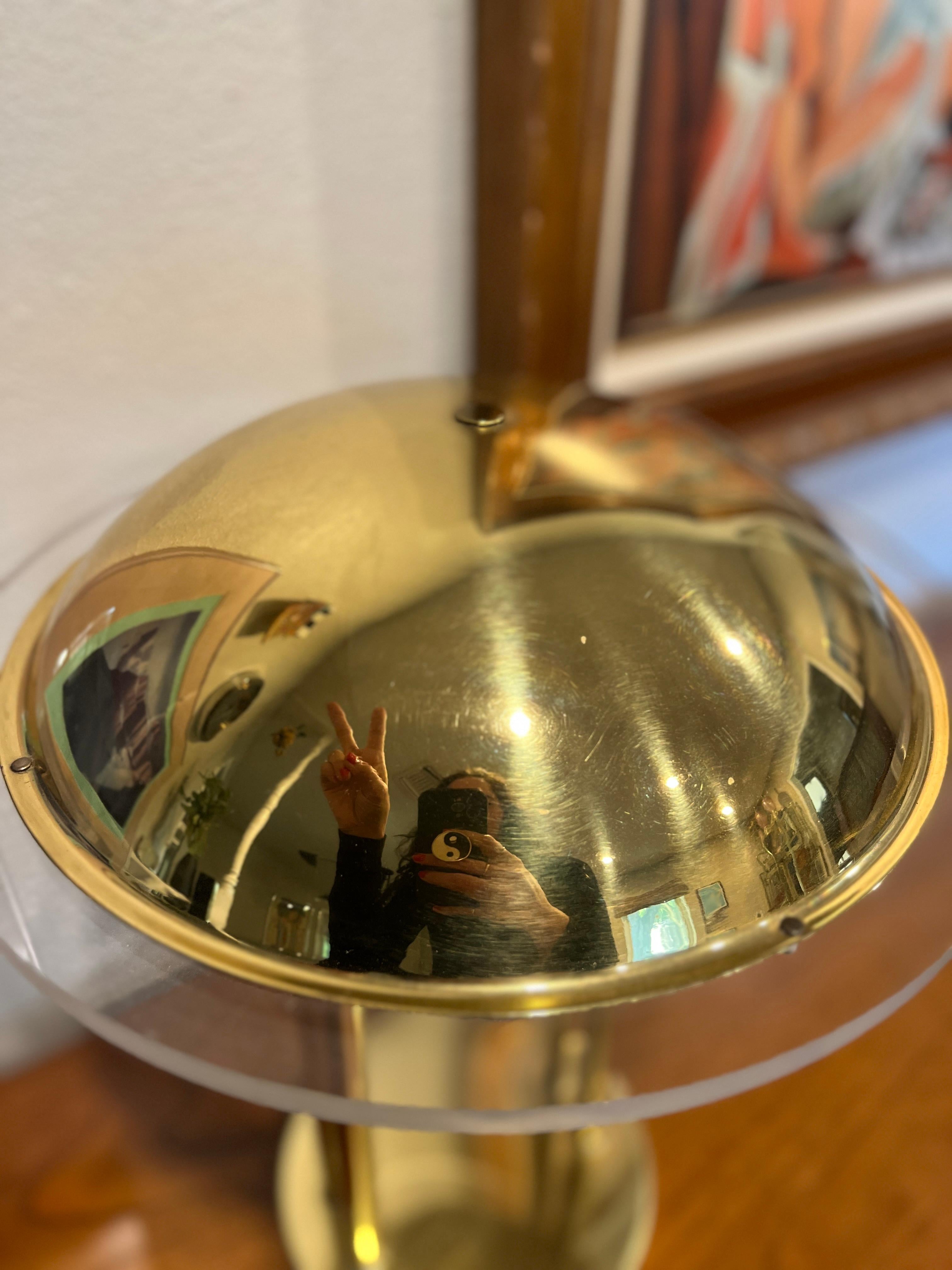 Vintage UFO lamp with lucite detail around the shade, circa 1970s-1980s 1