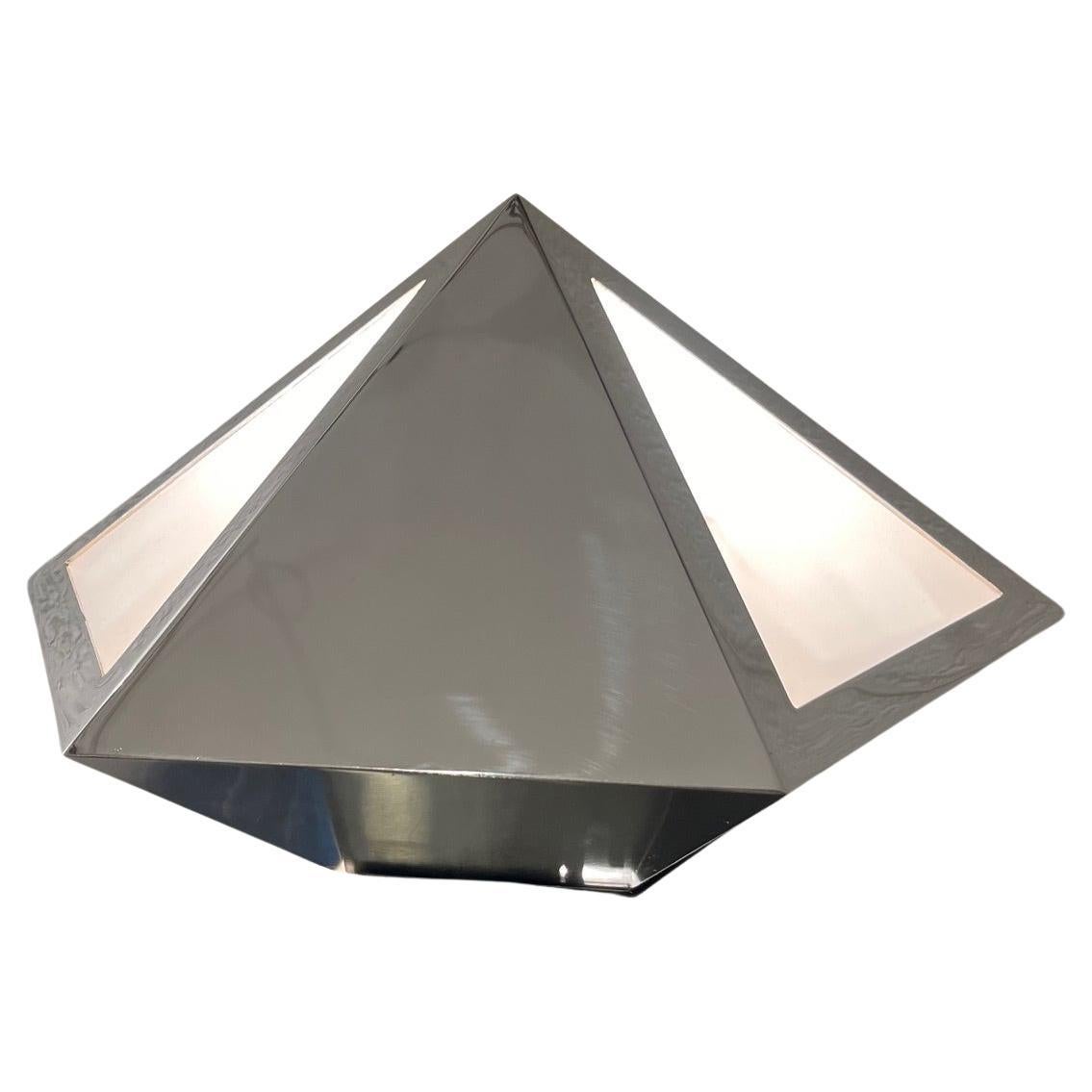 Vintage UFO Pyramid chrome table lamp produced by Banci Firenze Italy ca. 1970s