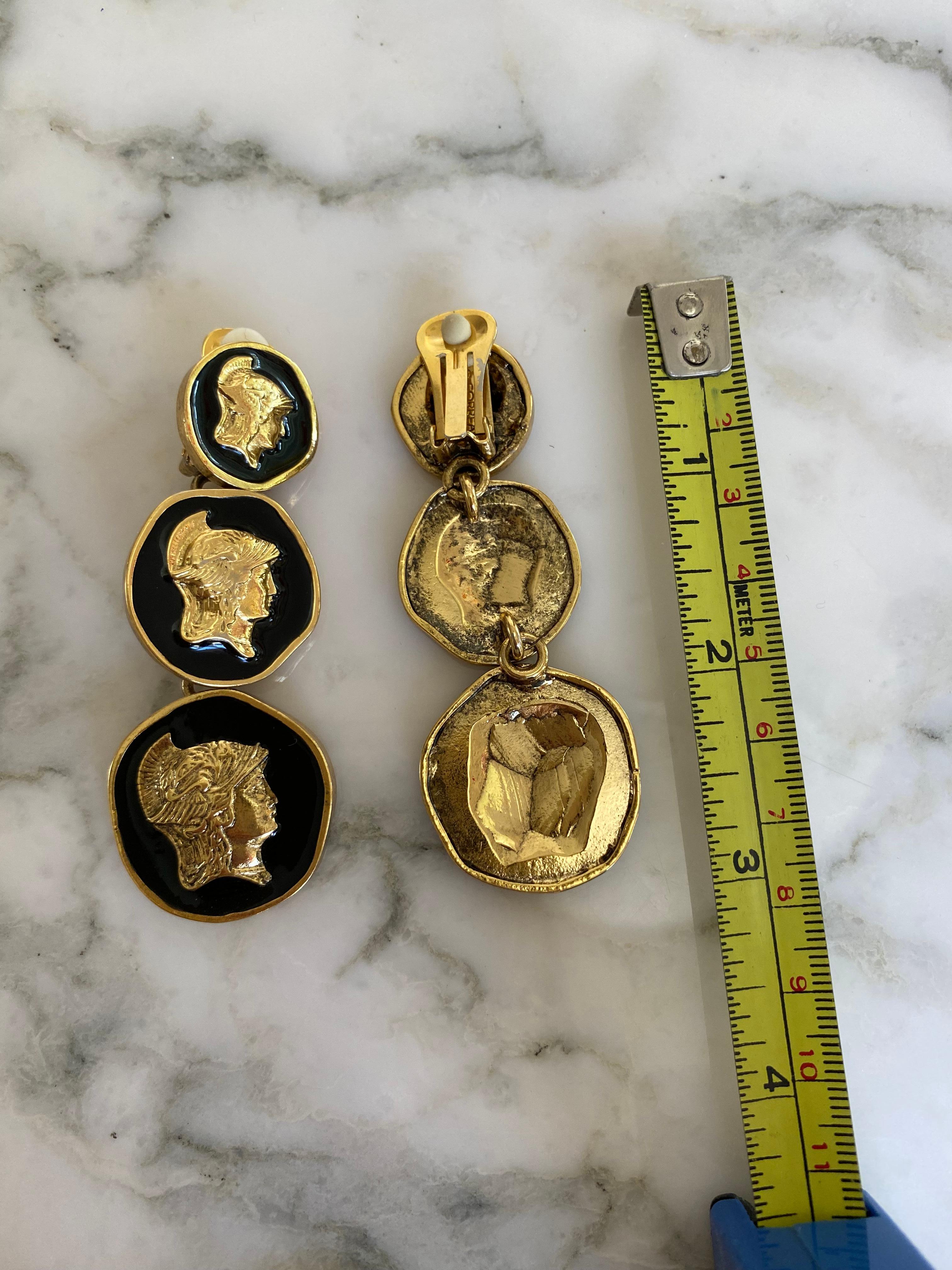 Classical Roman Vintage Ugo Correani Roman Medallion Clip Earring For Sale