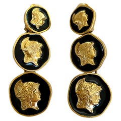 Retro Ugo Correani Roman Medallion Clip Earring