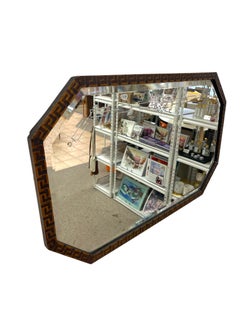 Vintage UK Imported Art Deco Octagonal Mirror with Beveled Glass